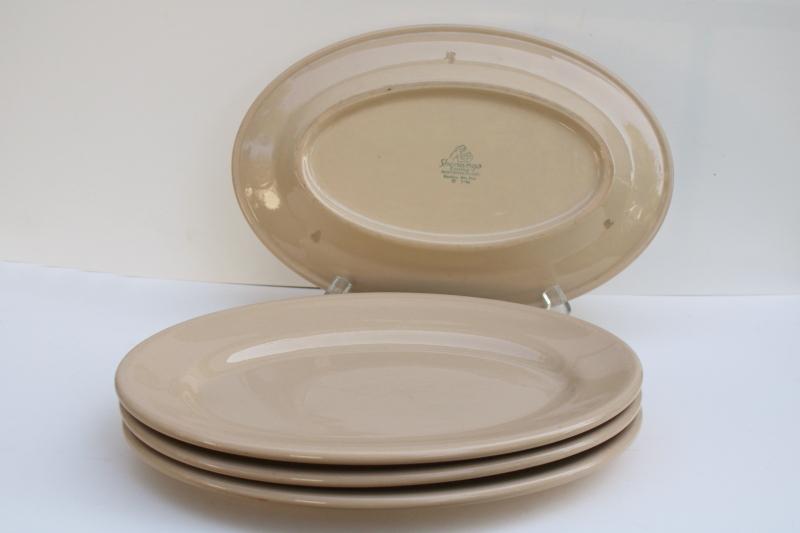 vintage Shenango adobe restaurant ware tan ironstone china, oval plates or platters set