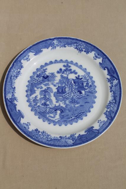 vintage Shenango blue willow restaurant ware, large round ironstone china plate / platter 