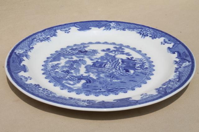 vintage Shenango blue willow restaurant ware, large round ironstone china plate / platter 