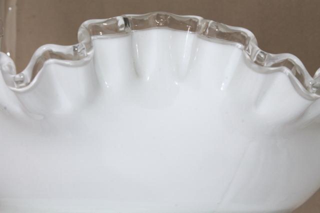 vintage Silver Crest Fenton milk glass brides basket, fruit / flower bowl centerpiece