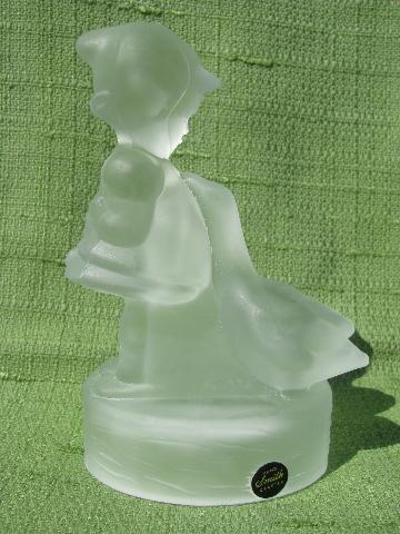 vintage Smith label art glass figurine, crystal Little Goose Girl