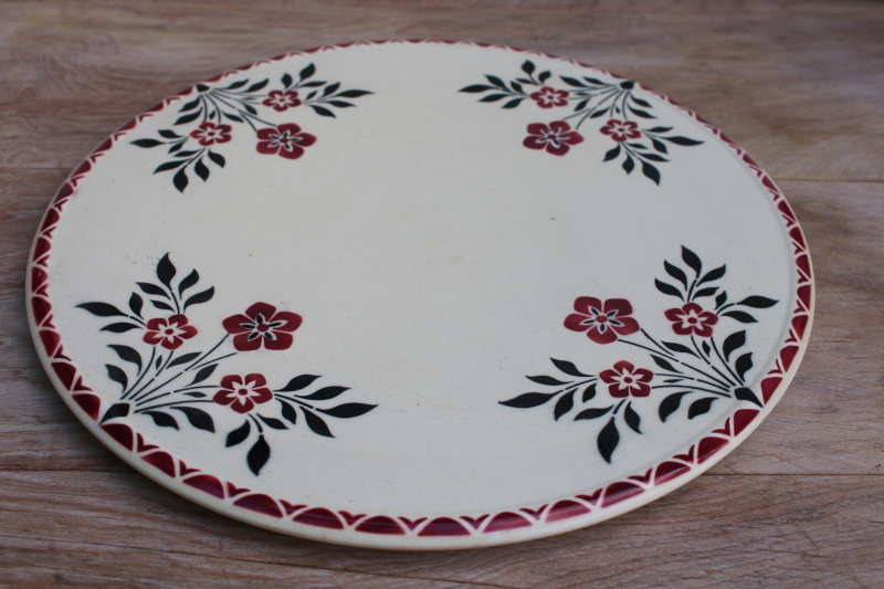 vintage Societe Ceramique Maestricht Holland tray or large plate, black  red design