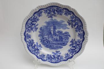 Phoenix Asian Pottery Blue & White Floral Design 7 3/8" Dinnerware Plate 