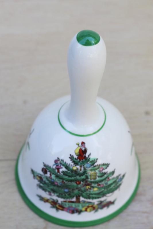 vintage Spode England china Christmas tree pattern table bell holiday decor or ornament