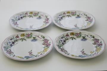 vintage Spode china Romany salad plates never used, meadow wildflowers floral