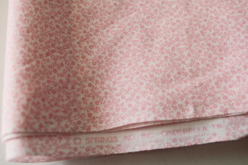 vintage Springs / Cinderella cotton fabric, tiny print floral in pink on white