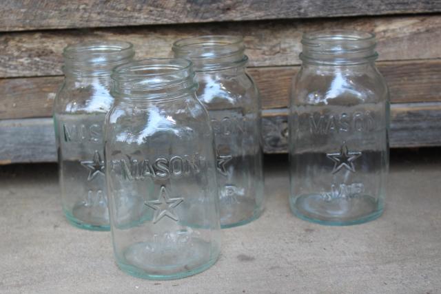 vintage Star Mason canning jars, quart canisters farmhouse kitchen primitive decor