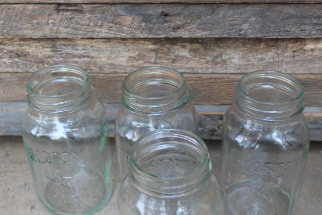 vintage Star Mason canning jars, quart canisters farmhouse kitchen primitive decor