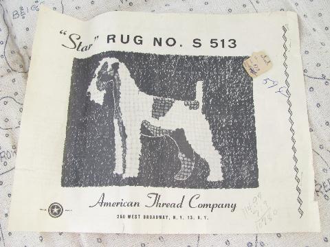 vintage Star cotton printed canvas for pom-pom popcorn rug, Spaniel dog