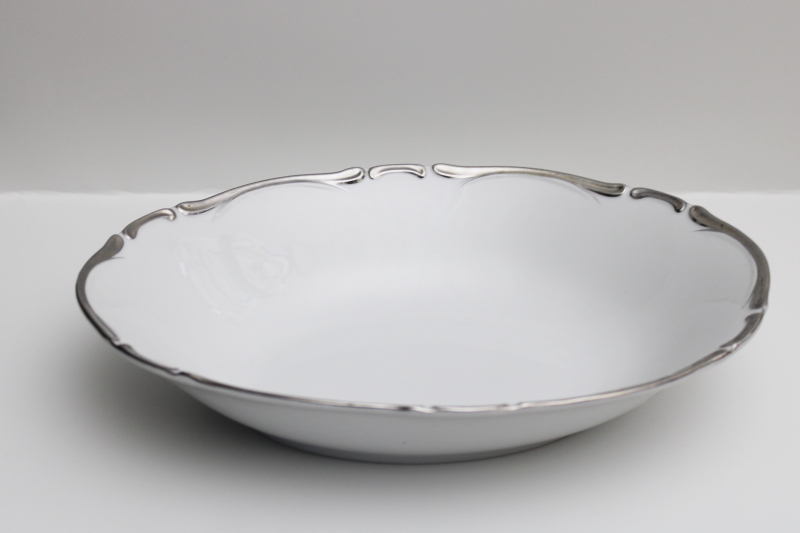 vintage Starlight Harmony House china platinum silver on white, oval serving bowl