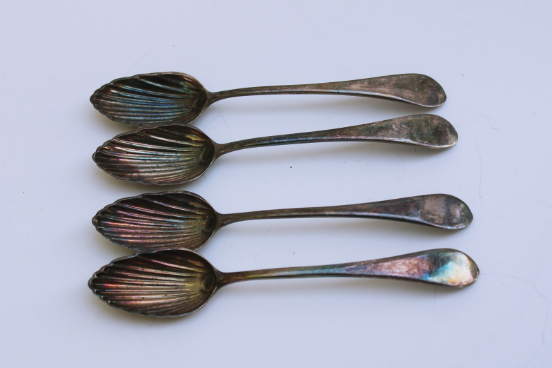 vintage Stieff silver plate Revere fluted shell tea spoons colonial reproduction Museum of Fine Arts