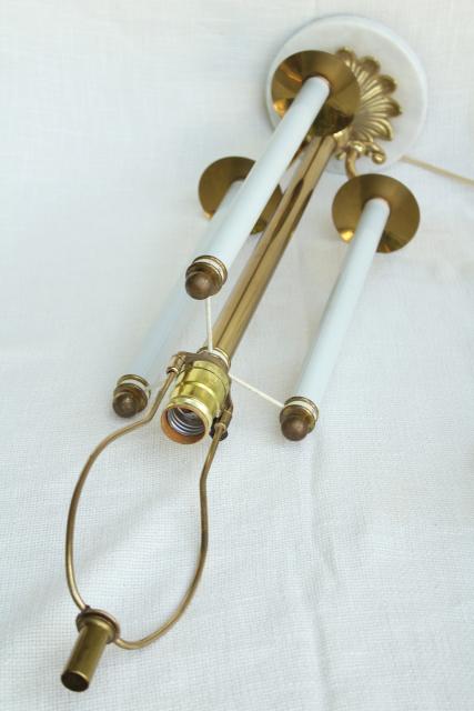 vintage Stiffel french bouillotte lamp, heavy brass candelabra w/ marble base
