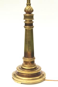 vintage Stiffel polished solid brass flame torch table lamp w/ 3-way switch 