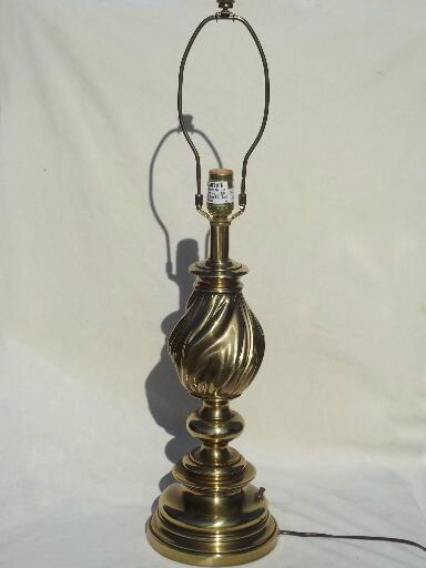 vintage Stiffel solid brass table lamp,  three way Stiffel torch flame lamp