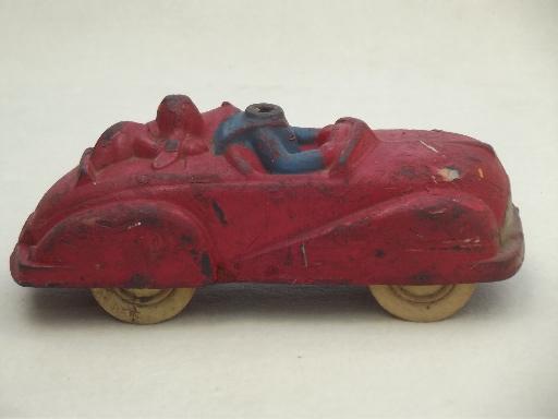 vintage Sun rubber car for replacement wheels, Donald Duck the hothead!