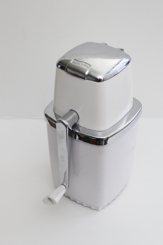 vintage Swing a Way ice crusher hand crank metal grinder mod chrome w