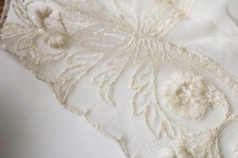 vintage Swiss lace edging hankies, fancy handkerchiefs w/ New Glarus Wisconsin label