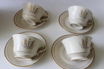 vintage Syracuse china Old Ivory Governor Clinton pattern tea cups  saucers