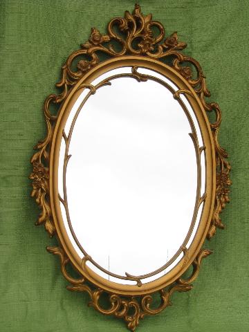 vintage Syroco ornate gold frame w/ mirror, french country style