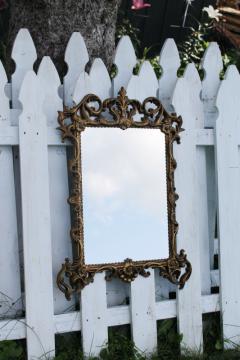 vintage Syroco ornate gold plastic frame wall mirror, fairy tale French country