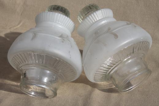 vintage TV lamps w/ ivy bowl lamp bases & pressed glass light shade globes
