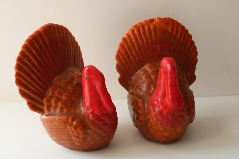 vintage Thanksgiving table decor, tom turkey candles holiday decorations