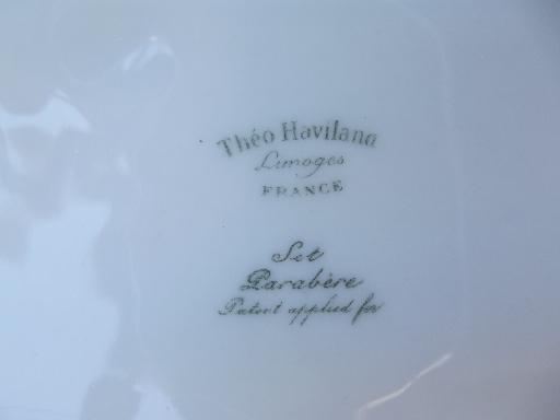vintage Theo Haviland - France pink floral china platters, serving dish