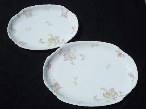 vintage Theo Haviland - France pink floral china platters, serving dish