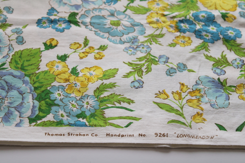 vintage Thomas Strahan print cotton fabric, Longmeadow floral cottagecore decor fabric