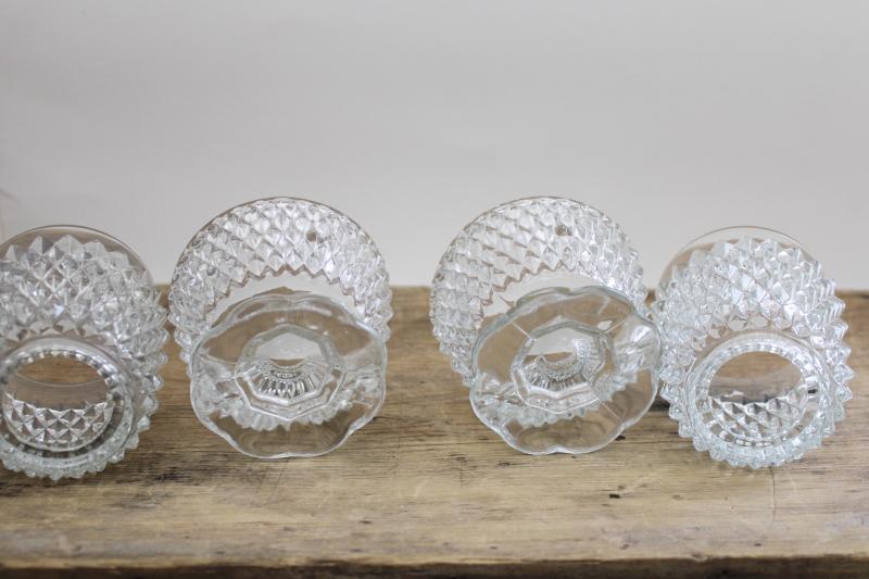 vintage Tiara Indiana diamond point fairy light candle lamps, crystal clear glass