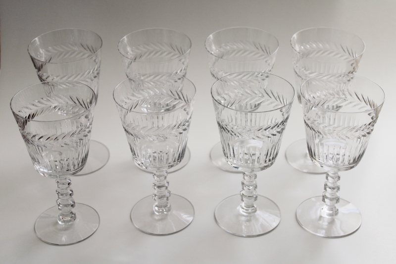6 Vintage Crystal Wine Glasses ~ Water Goblets, Lenox, Laurel Wine