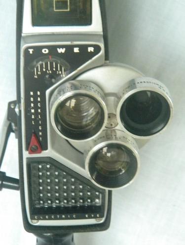 vintage Tower 584 16mm movie film camera w/ portable light and meter