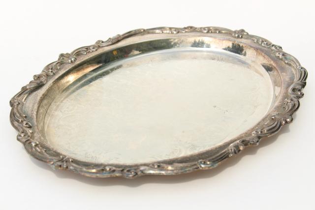 vintage Towle silver silverplate tray w/ glass relish dish, Old Master pattern