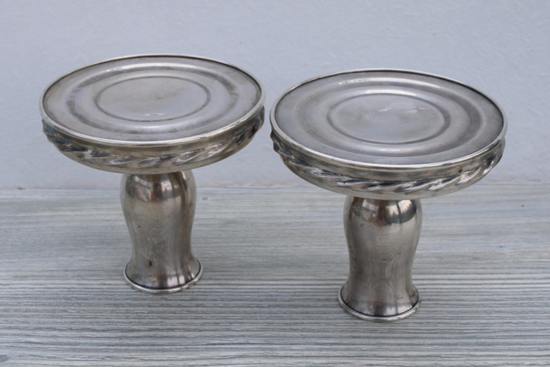 vintage Towle sterling silver flutes twist detail low candlesticks, weighted candle holders pair