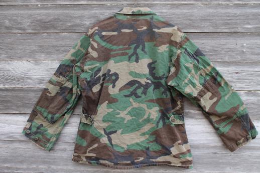 vintage US Army camouflage cotton hot weather coat, shirt jacket with ...