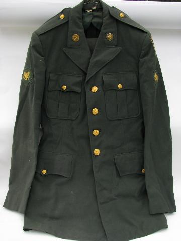 vintage US Army green uniform jacket/coat & pants etc. size 36XL