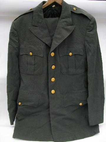 vintage US Army green uniform jacket/tunic & pants - size 40 Long