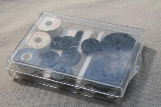 vintage US Navy uniform buttons sewing / mending kit, anchor buttons