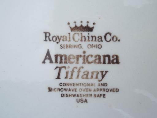 vintage USA Royal China Americana Tiffany pottery dinnerware set for 6