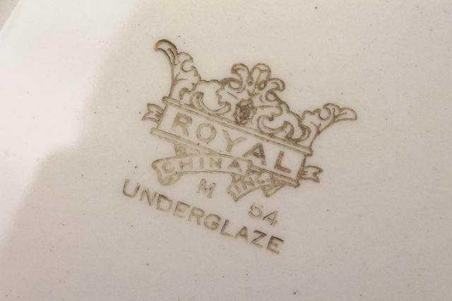vintage USA Royal china brown plaid serving tray, platter or chop plate