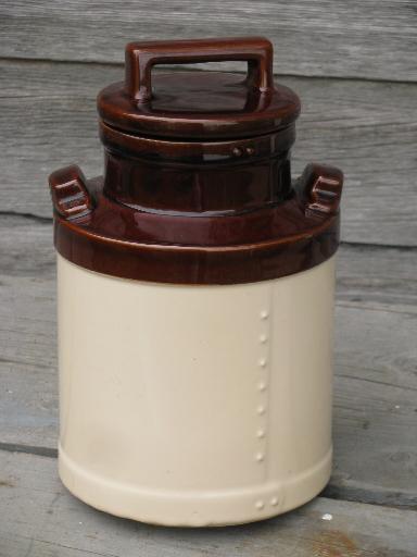 vintage USA milk can cookie jar canister, for farm country kitchen