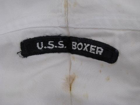 vintage USN medical corpsman work whites jumper sailor's uniform USS Boxer