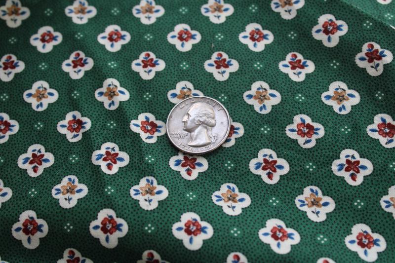 vintage VIP Cranston cotton fabric, Victorian style flowered print on dark green