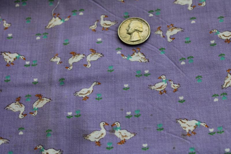 vintage VIP Cranston print cotton fabric, french country style geese on lavender