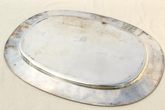vintage Viking silver serving tray, large silver plate platter w/ tarnished patina