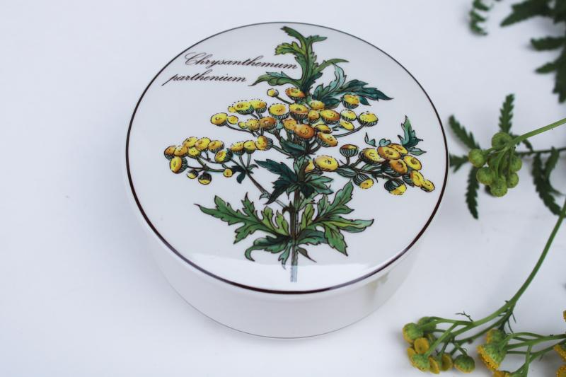 vintage Villeroy & Boch Botanica tansy herb flower illustration round