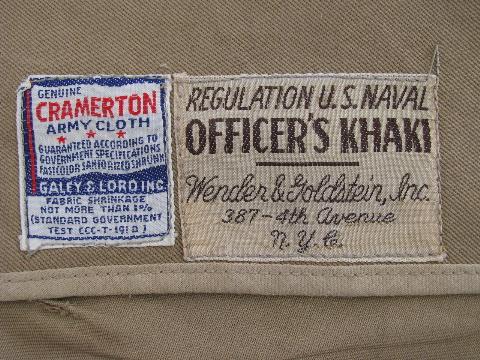 vintage WWII US Navy khaki officer's uniform tunic, original labels & buttons
