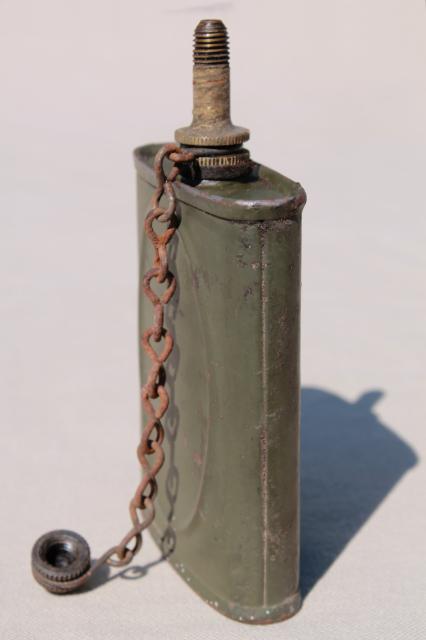 vintage WWII army oil can for gun oiling maintenance soldiers backpack field kit