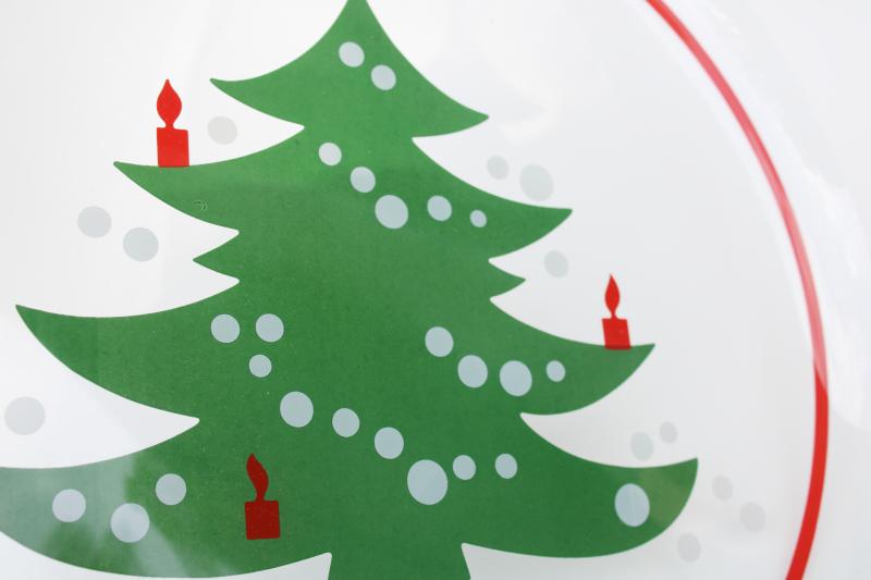 vintage Waechterbach Christmas Tree print clear glass cake plate, pottery go-along