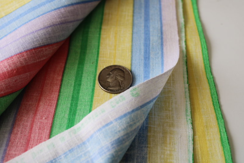 vintage Wamsutta cotton fabric, wide stripes in candy colors, colorful print